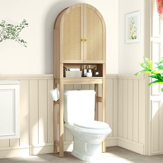 HMstone Over The Toilet Storage Cabinet, Arched Bathroom Organizer and Storage - Image 3