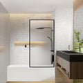 Dimaris Bathtub Shower Door 30" X 55" Tempered Fluted Glass Framed Shower by BathHomeExpert