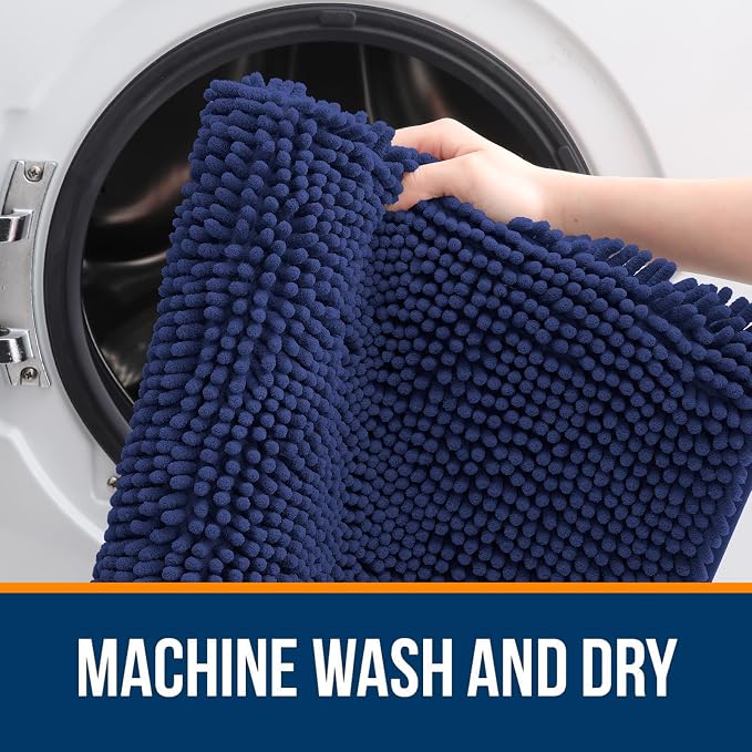 OLANLY Bathroom Rugs 24x16, Extra Soft Absorbent Chenille Bath Rugs, Rubber - Image 5