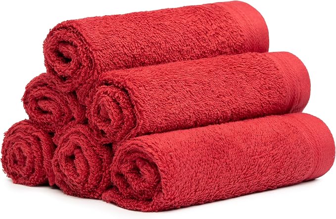 100% Cotton Washcloths Set 13” x 13” | Burgundy Towels | Set of 6 Ultra Soft - Image 5
