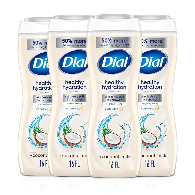 Dial Body Wash, Healthy Hydration, Coconut Milk + Vitamin E, 16 fl oz, Leaves by DialSoap