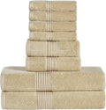 Bath Towels 8 Piece Towel Set – 100% Combed Cotton – Bath + Hand + Washcloths – by SweetHomeCollection