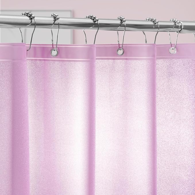 Dreamy Pink Glitter PEVA Shower Curtain Long 75 Length, Waterproof Plastic - Image 2