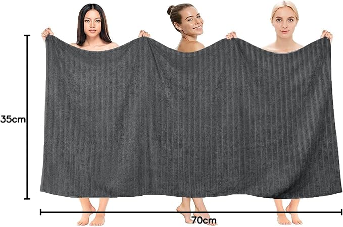 DAN RIVER Pack of 2 Bath Sheet 35x70 Inches, Extra Large Ribbed Gray Bath - Image 8