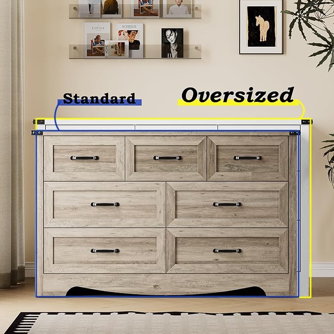 7-Drawer Dresser for Bedroom, Modern Wooden Chest of Drawers - Image 4