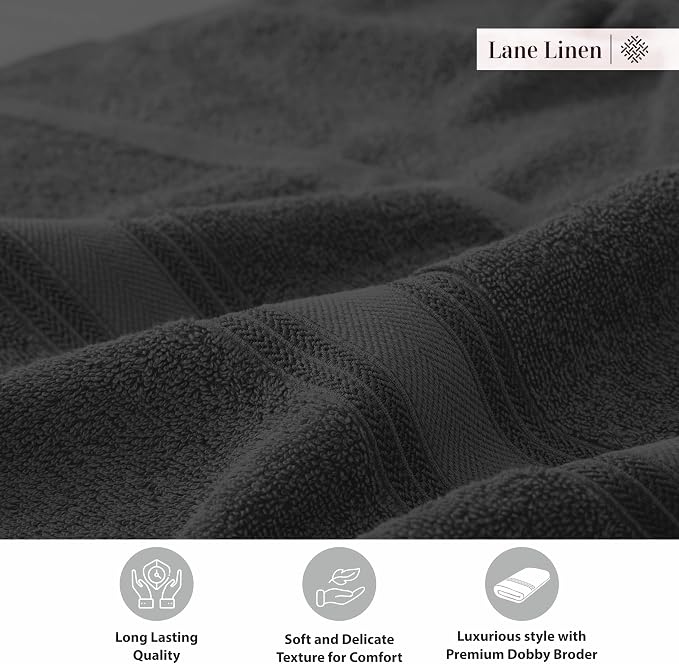 LANE LINEN 100% Cotton Bath Towels 4 Pack - Image 7