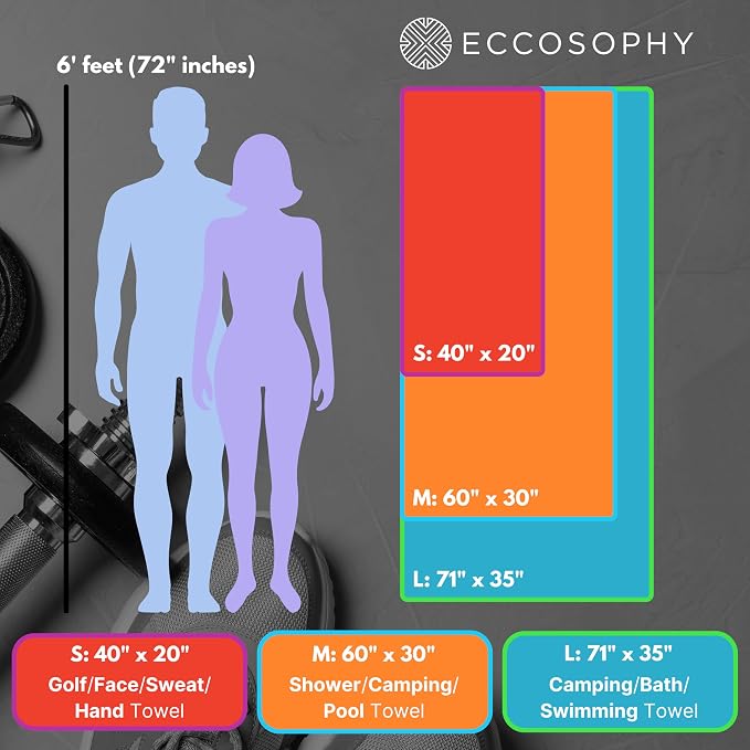 ECCOSOPHY Microfiber Beach Towel – Quick Dry Gym Towel, Highly Absorbent - Image 5
