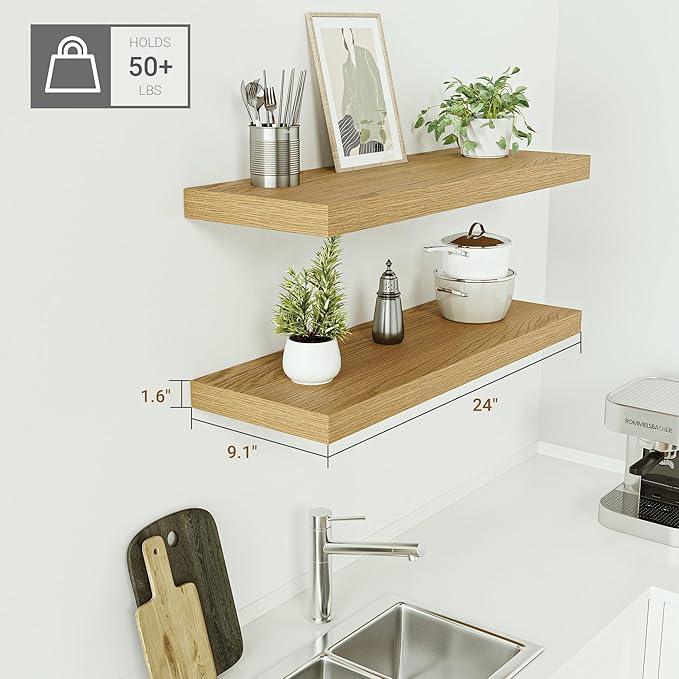 Vivelove Floating Shelves 24 inchs Long, Bathroom Shelves Over Toilet 9.1” Deep - Image 2