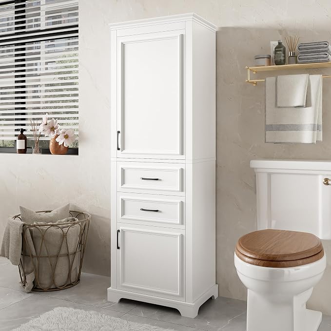 71" Tall Storage Cabinet with Drawers and Soft Closing Doors, Modern Wood - Image 3