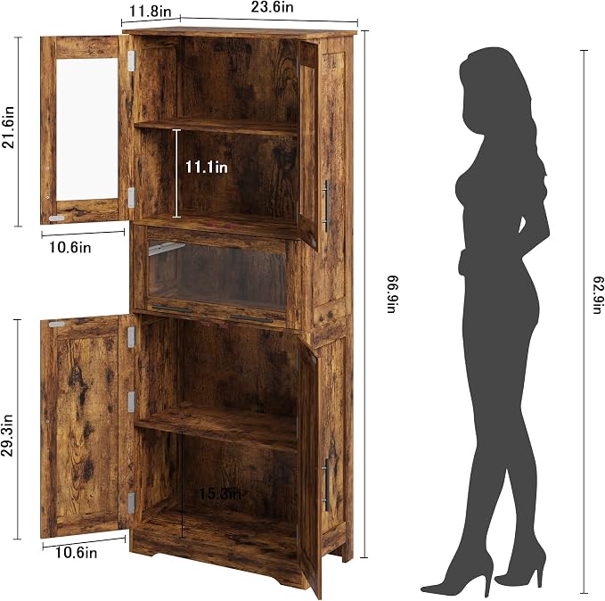 GAOMON Tall Bathroom Cabinet, Freestanding Storage Cabinet - Image 2