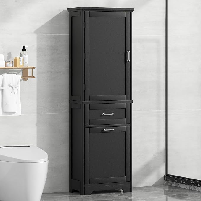 Tall Narrow Storage Cabinet, Freestanding Linen Cabinet - Image 3