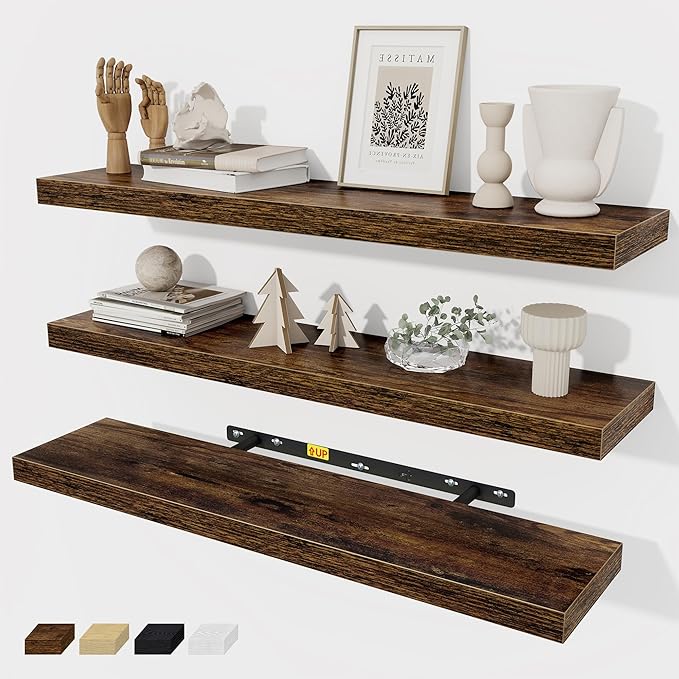 Floating Shelves Wall Shelf 30 Inch Long, Rustic Wood Bathroom Shelves 30 Inch by FunMemories