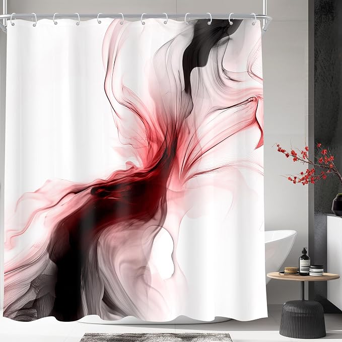 Cinbloo Black and Red 60Wx72H Shower Curtain Burgundy Abstract Modern Ombre by Cinbloo