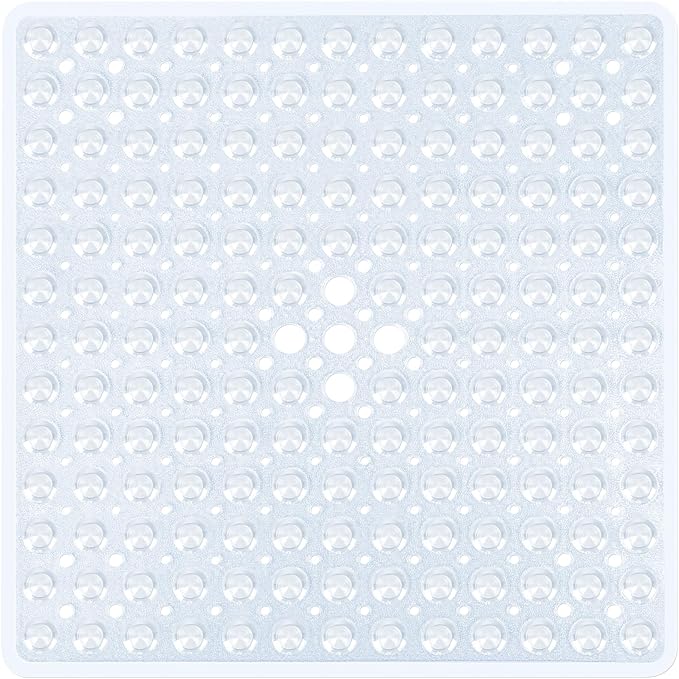 Clear Square Shower Mat Bathtub Mat Non Slip 21x21 Inch, Square Bath Mat by NaolotureHome