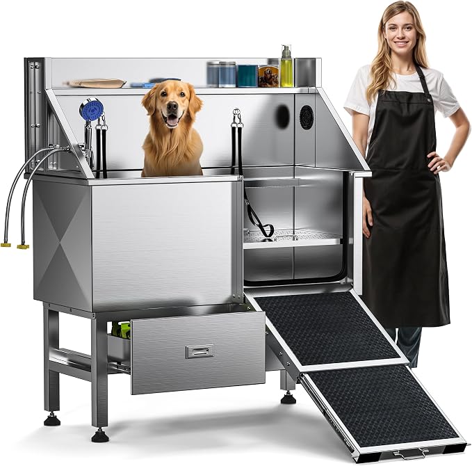 DWVO Professional 50in Dog Bathing Station, Stainless Steel 304 Pet Grooming by DWVO