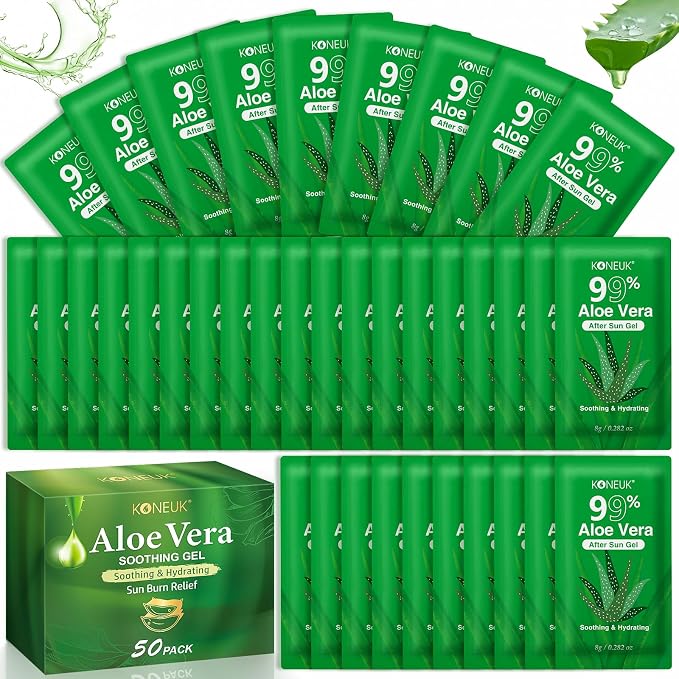 50 Pack Aloe Vera Gel for Face, Sunburn Relief, 99% Pure Aloe Vera Gel for All by Unknown