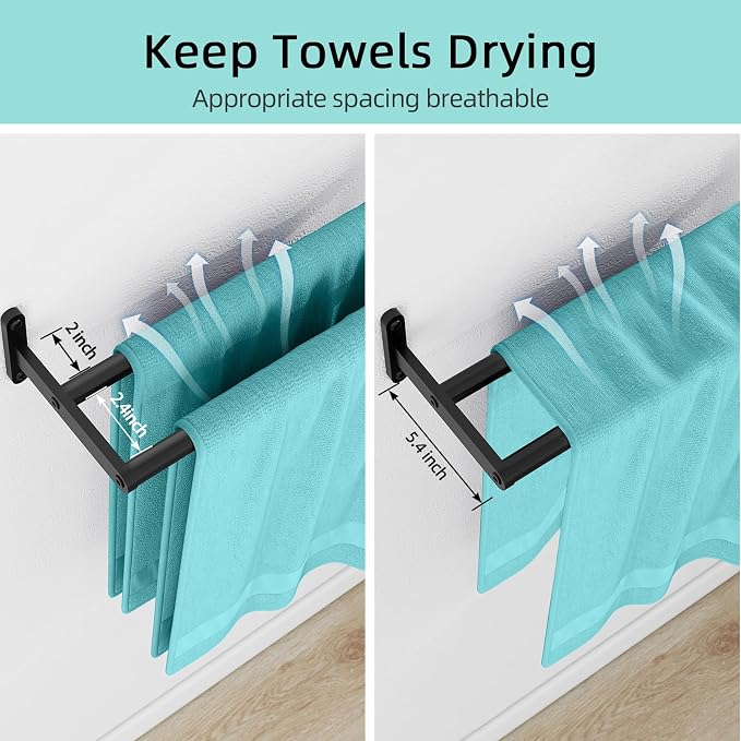 Double Towel Bars for Bathroom, Taaji 16 Inch Bath Towel Bar Wall Mounted - Image 2