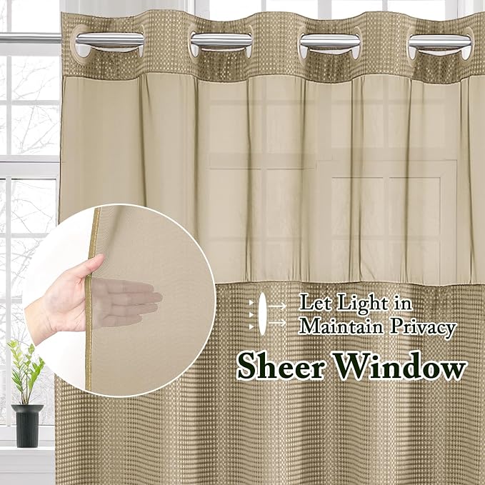 Gibelle No Hook Waffle Weave Shower Curtain - Image 2