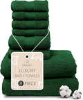 MAURA Hunter Green Bath Towel Set of 8 by MAURA