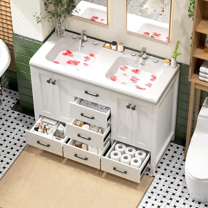 48 Inch Bathroom Vanity with Sink, Bathroom Vanity Cabinet with Doulble Sink - Image 3