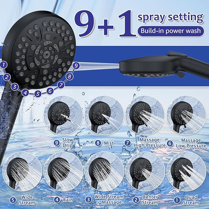 Iriber Mattle Black Bathtub Shower Faucet Set，Bathroom Shower System - Image 7