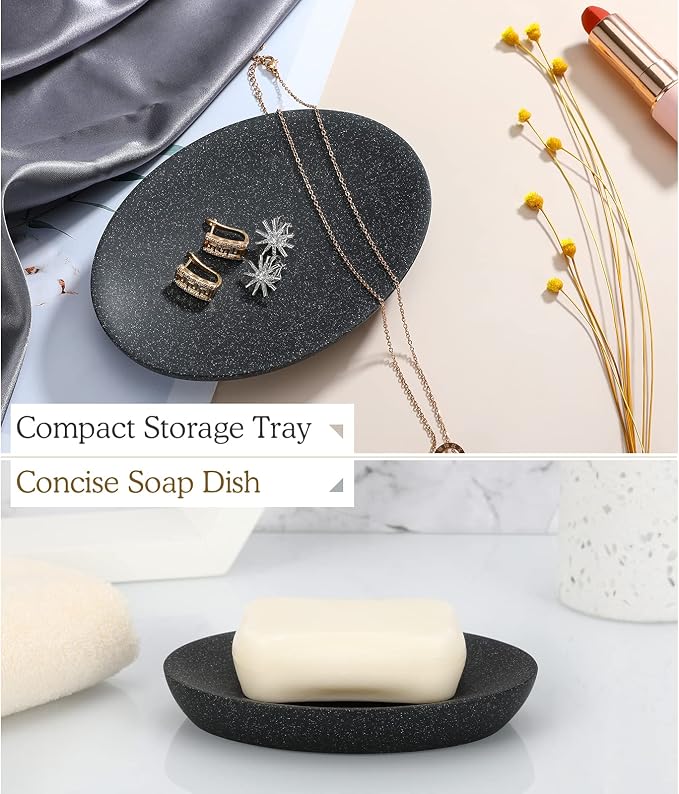 Luxspire Soap Dish 2 Packs, Resin Soap Tray Soap Holder Container Box, Marble - Image 3