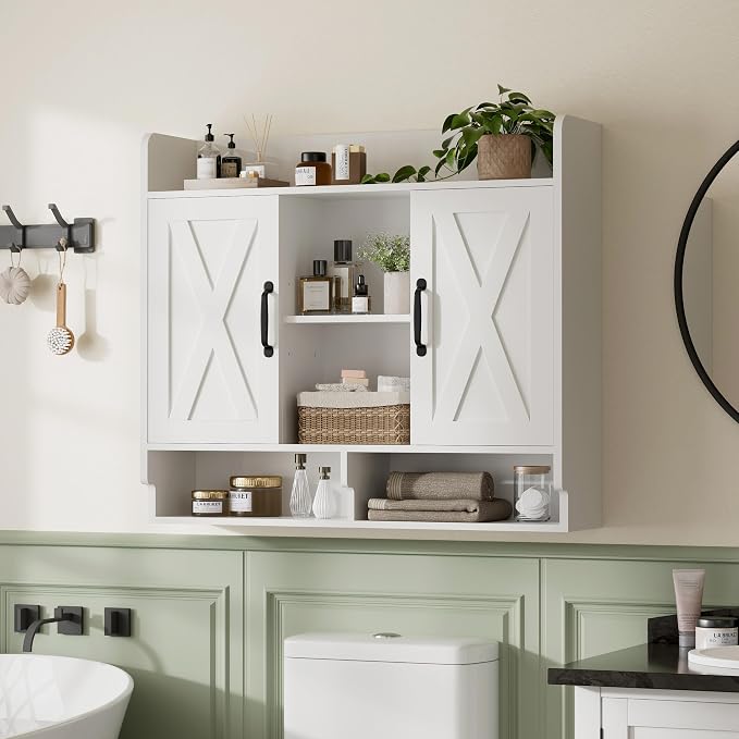 White Bathroom Wall Cabinet, Wall Mount Storage Cabinet, Floating Medicine - Image 7