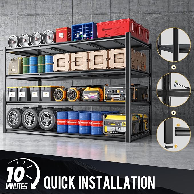 59.8" H Garage Shelving 2400LBS Metal Shelving Unit Adjustable Garage Storage - Image 8