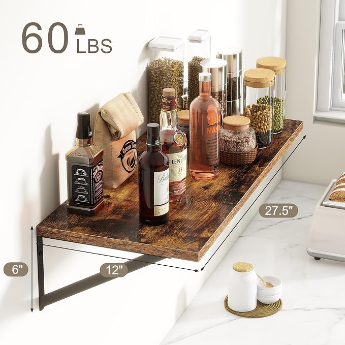 Fun Memories 27.5" W x12 D Floating Shelves, Large Wall Shelves 27.5 Inch Long - Image 3