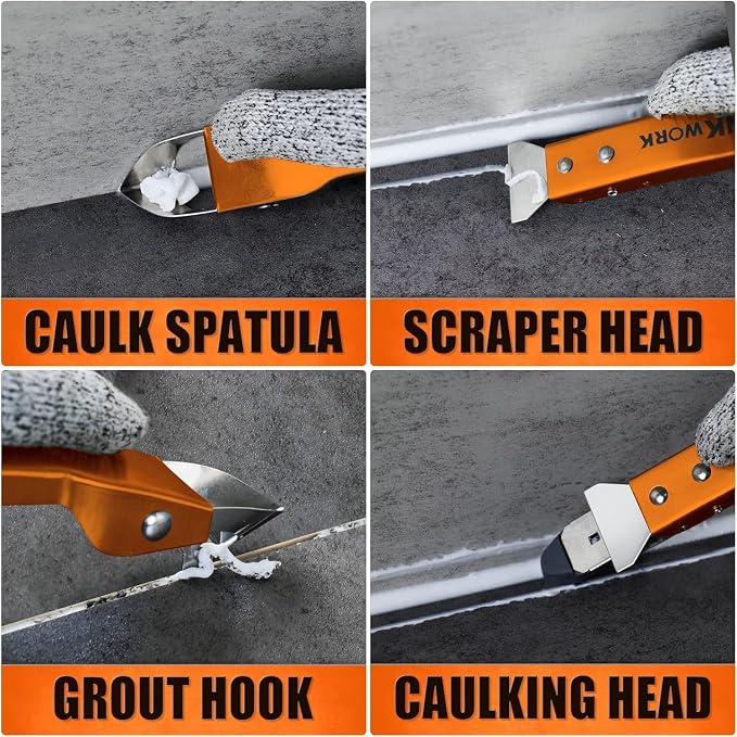 THINKWORK Caulking Tool Kit, 4 in 1 Caulk Remover Tool, Stainless Steel Caulk - Image 3