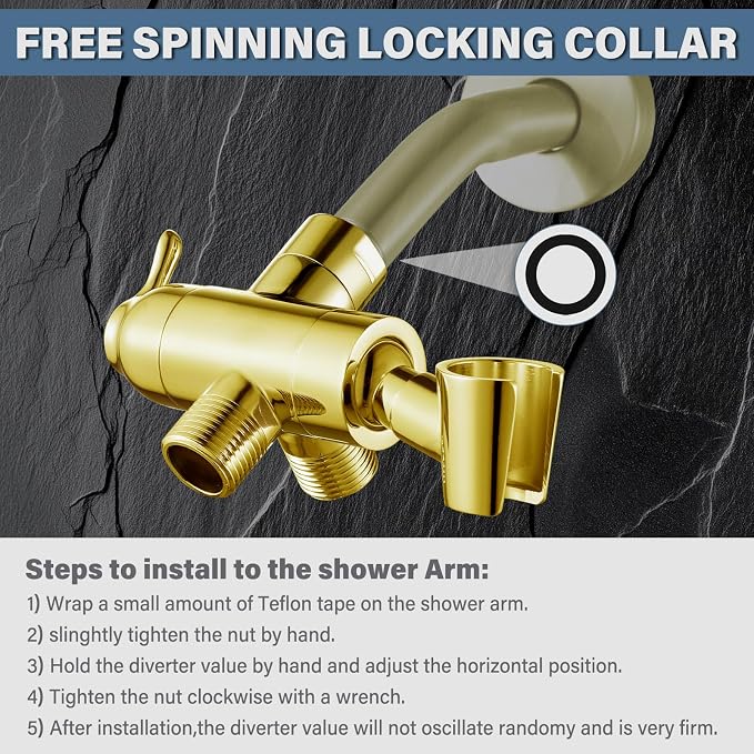 Shower Diverter Valve with Handshower Mount, G1/2 Brass Shower Arm Diverter 3 - Image 7