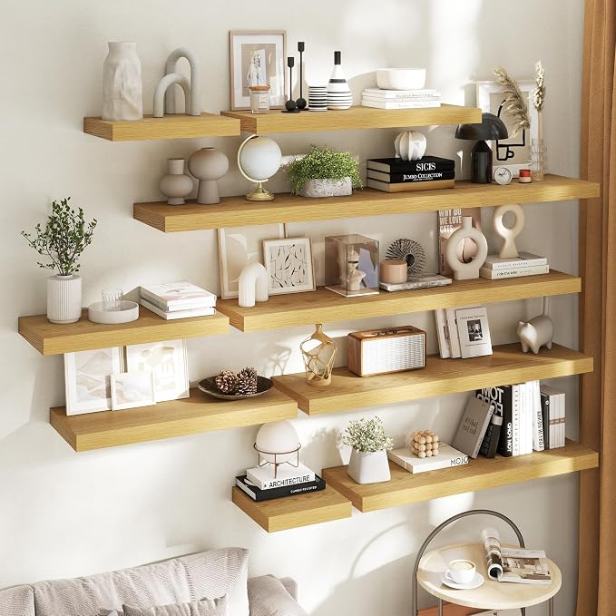 24 Inch Floating Shelves for Wall Set of 2, Easy Install Engineered Wood - Image 2