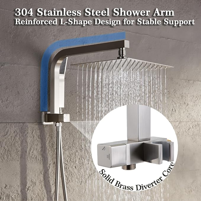 Shower Faucet Set with 10 Inch Shower Heads with Handheld Spray Combo, Rainfall - Image 5