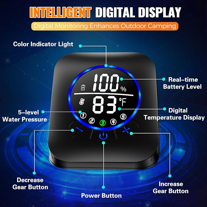 Portable Shower for Camping, 8000mAh Rechargeable Camping Shower Pump - Image 6