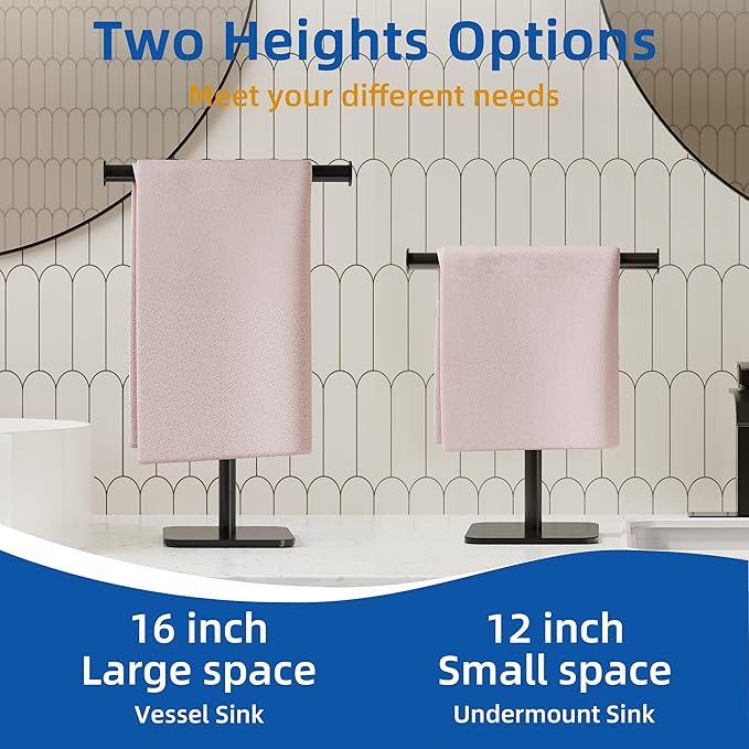 RUACQ T-Shape Hand Towel Holder Stand, Weighted Base Towel Rack, 304 Stainless - Image 7