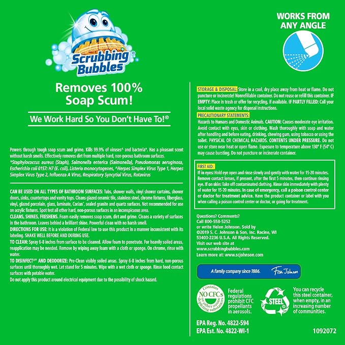 Scrubbing Bubbles Mega Bathroom and Shower Foamer Aerosol, Rainshower Scent - Image 7
