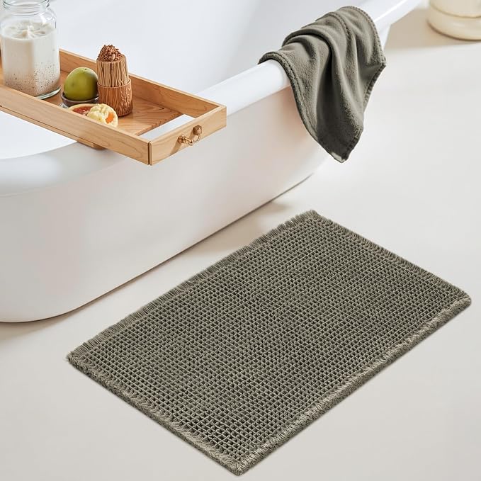 GRANNY SAYS Waffle Bath Mat 16" x 24", Boho Bathroom Rugs Non Slip Washable by GRANNYSAYS