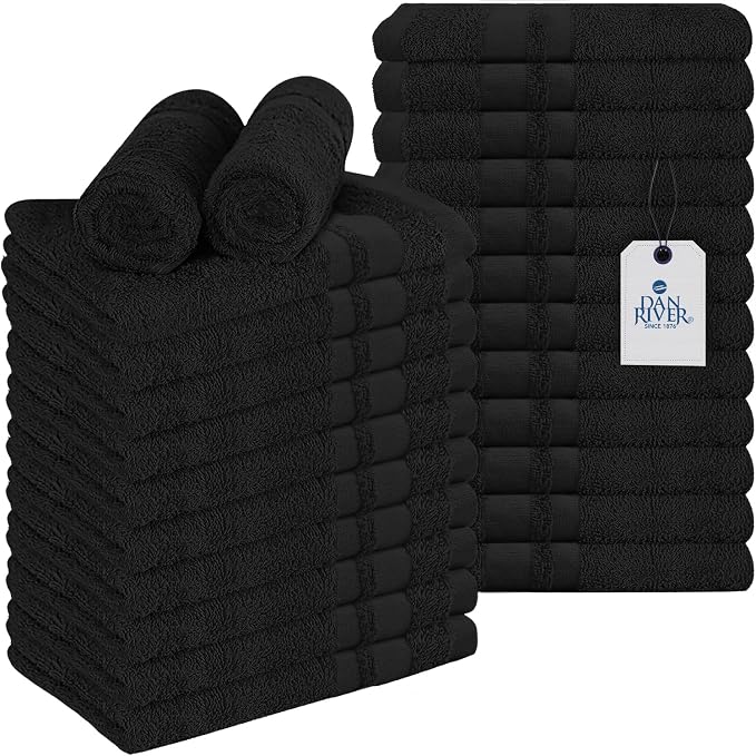 DAN RIVER 100% Cotton Salon Towels Set – 16x26 inches, Highly Absorbent and by DanRiver