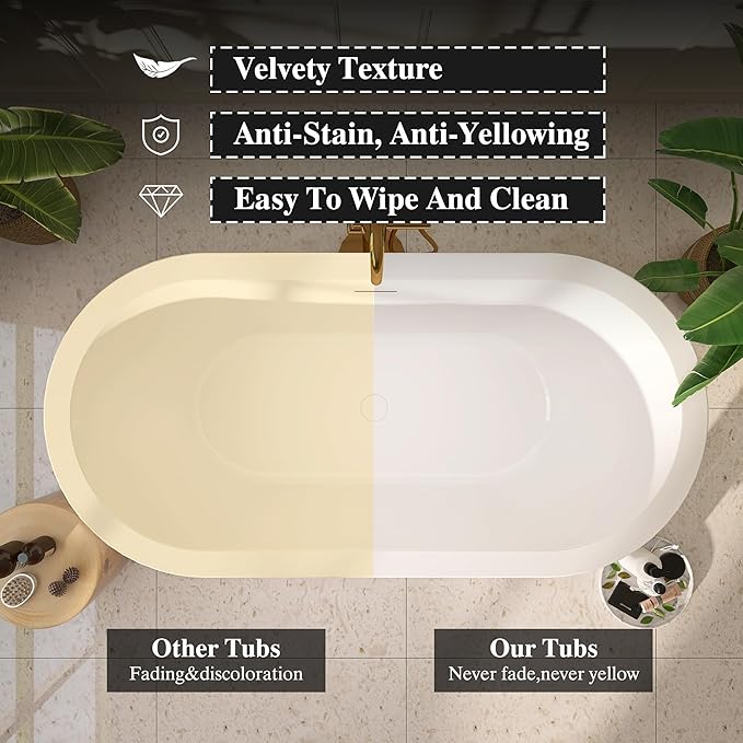 64" Acrylic Freestanding Bathtubs, Stand Alone Tub, Soaking Tubs - Image 4