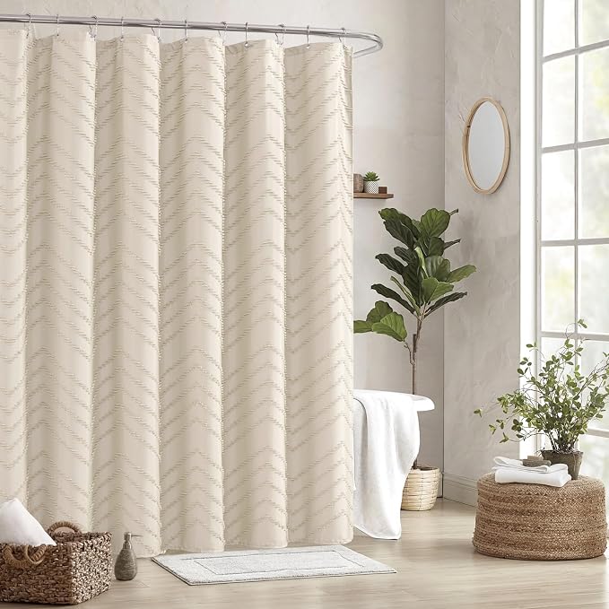 Beige Boho Shower Curtain 72 x 72 Modern Farmhouse Shower Curtain Bohemian Chic - Image 8