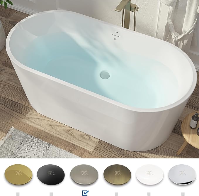 FerdY Shangri-La 59" Acrylic Freestanding Bathtub, Gracefully Shaped Soaking - Image 3