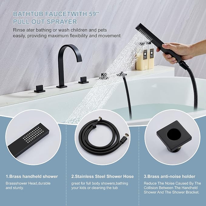 High Arc 5 Hole Roman Tub Filler - Image 3