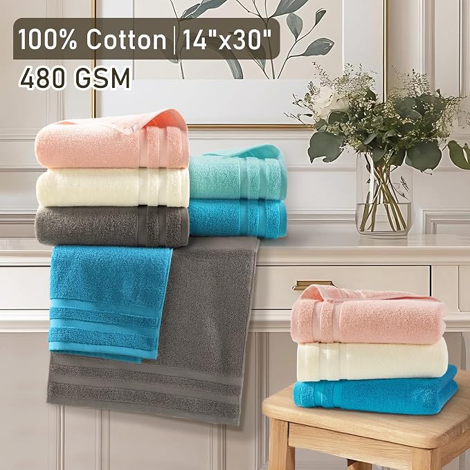 VOOVA & MOVAS Pink Hand Towels Set of 4, Guest Hand Towel Sets - Image 3