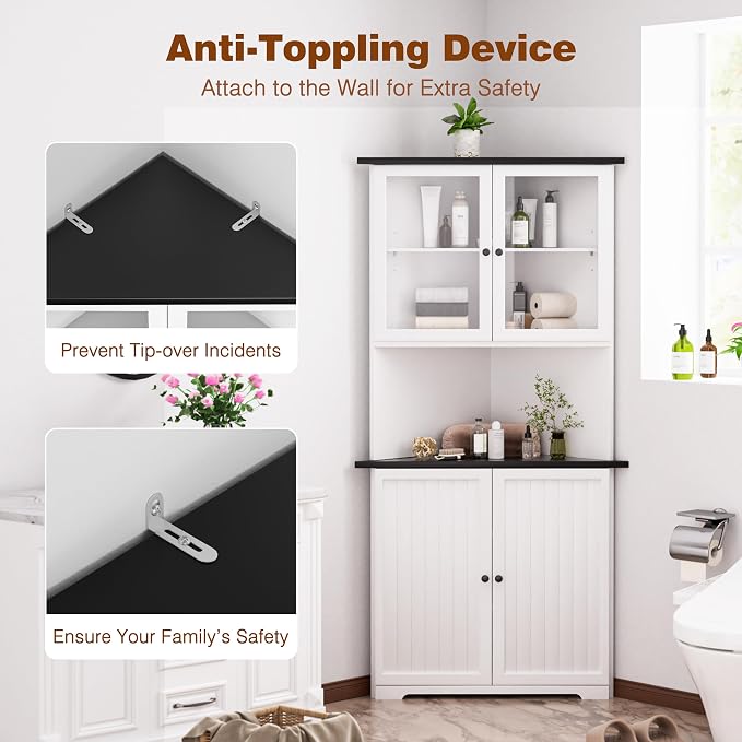 VEIKOU 71" Corner Storage Cabinet - Image 5