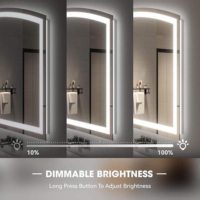Hasipu 40" x 36" Arch LED Bathroom Mirror, Frontlit Wall-Mounted Vanity Mirror - Image 3