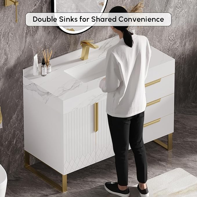 homary 35" White Freestanding Bathroom Vanity Set, Floor-Mounted Single Sink - Image 5