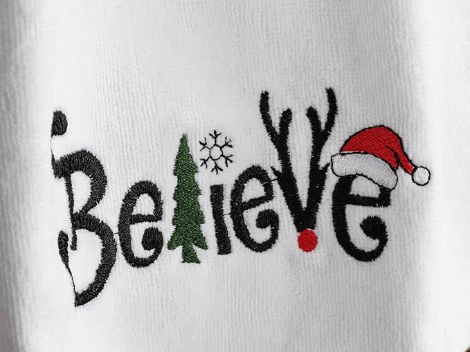 American Soft Linen Christmas Bath Towels Bathroom Set, 2 Packed Embroidered - Image 2