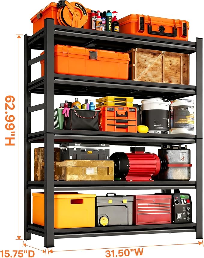 Garage Metal Shelving Unit, Heavy Duty Storage Shelf, 5-Tier Adjustable Racks - Image 3