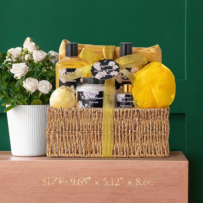 christmas gift bath basket, Bath and Body Gift Basket Orchid & Jasmine Spa Gift - Image 6