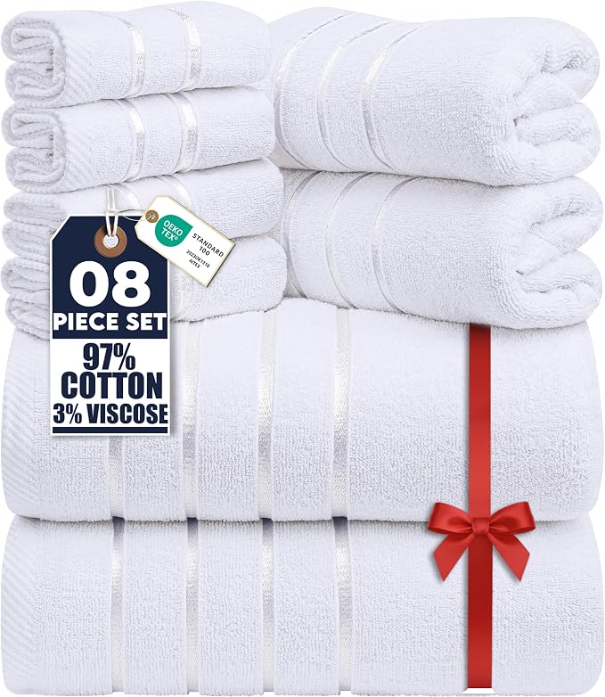 Utopia Towels 8 Piece Luxury Towel Set, 2 Bath, 2 Hand, and 4 Wash Cloths by UTOPIATOWELS